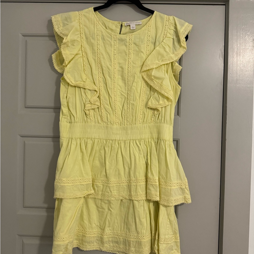 Chelsea & Violet Yellow Ruffled Sundress with Flutter Sleeves